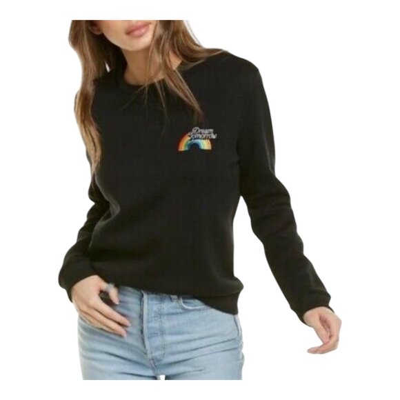 Maje Dream Tomorrow Embroidered Crewneck Sweatshirt in Black Women's 1 / Small - Picture 1 of 13